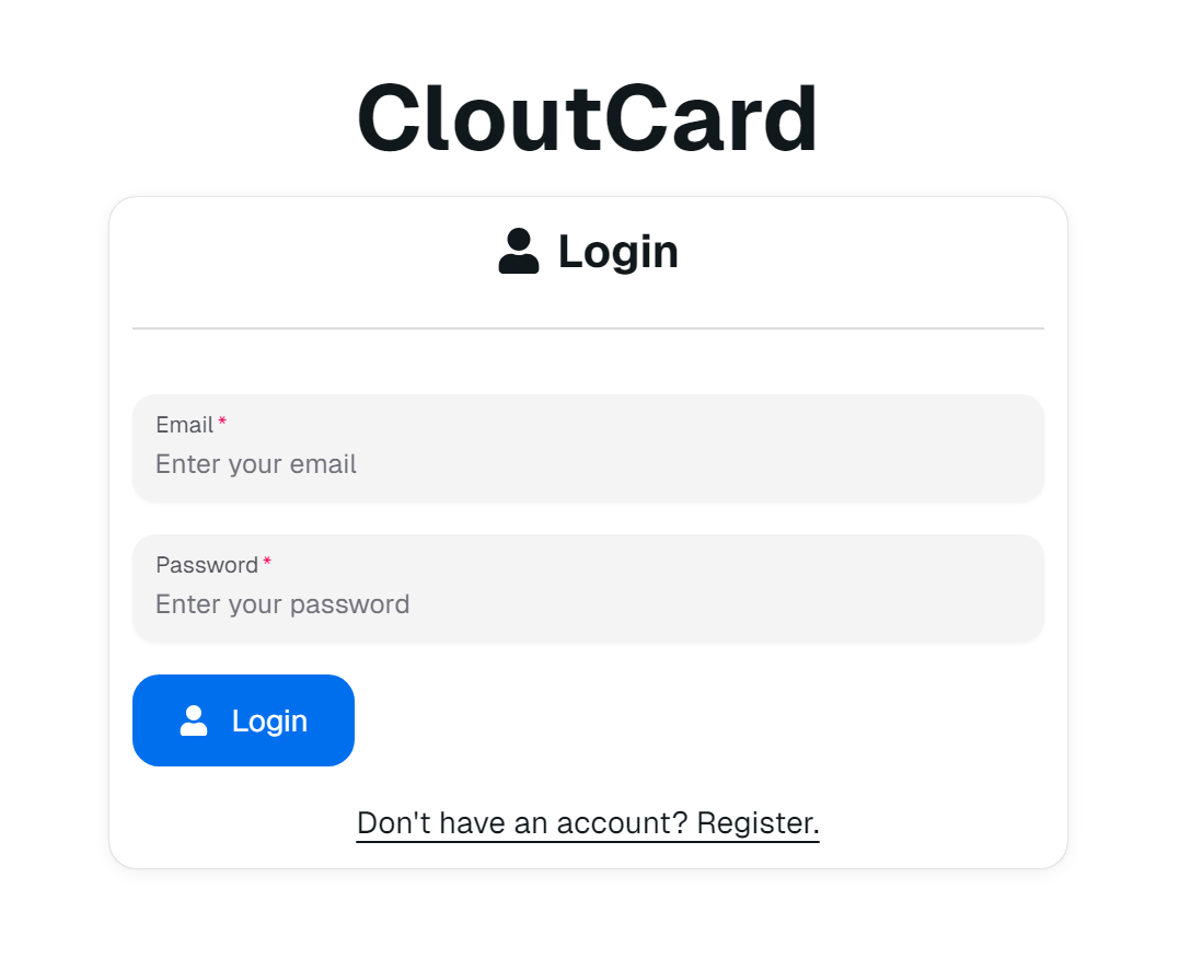 Login page