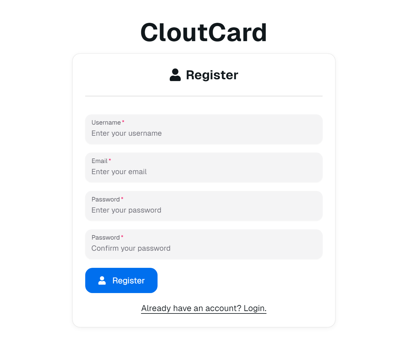 Register page